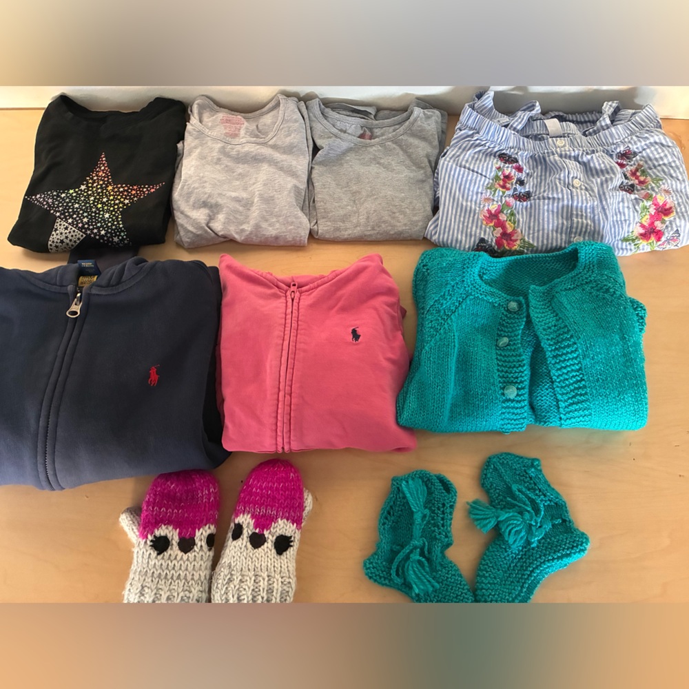 H&M/Cat & Jack/Ralph Lauren sweatshirt mittens girls t-shirt 4/5/6 LOT bundle - Picture 2 of 8